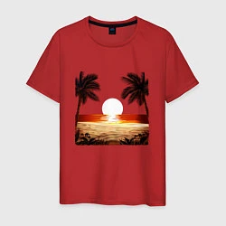 Футболка хлопковая мужская Beach, цвет: красный