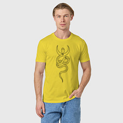Футболка хлопковая мужская Лунная змея, цвет: желтый — фото 2