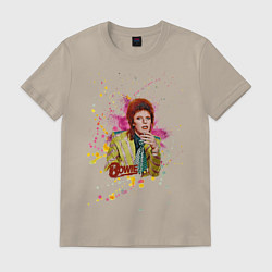 Футболка хлопковая мужская David Bowie Art, цвет: миндальный