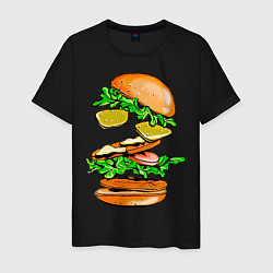 Футболка хлопковая мужская King Burger, цвет: черный