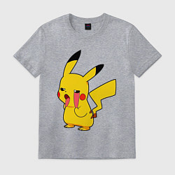Футболка хлопковая мужская Уставший Пикачу, цвет: меланж