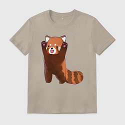 Футболка хлопковая мужская Нападение милой панды, цвет: миндальный