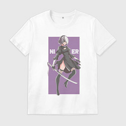 Футболка хлопковая мужская Ниер Nier, цвет: белый