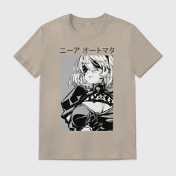 Футболка хлопковая мужская Nier automata-replicant, цвет: миндальный