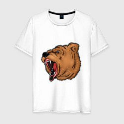 Футболка хлопковая мужская Медведь, цвет: белый
