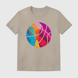 Футболка хлопковая мужская Rainbow Ball, цвет: миндальный