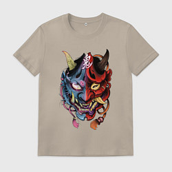 Футболка хлопковая мужская Два лица, цвет: миндальный