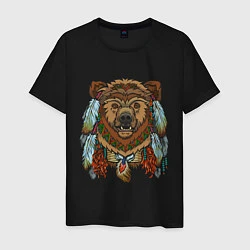 Футболка хлопковая мужская Славянский медведь, цвет: черный