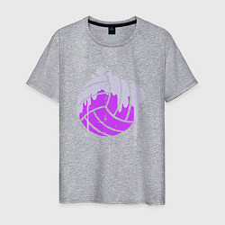 Футболка хлопковая мужская Мяч - Волейбол, цвет: меланж