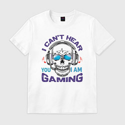 Футболка хлопковая мужская I Cant Hear Gaming, цвет: белый