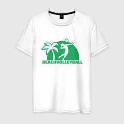 Футболка хлопковая мужская Пляжный волейбол, цвет: белый