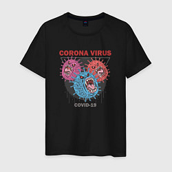Футболка хлопковая мужская Коронавирус Coronavirus, цвет: черный
