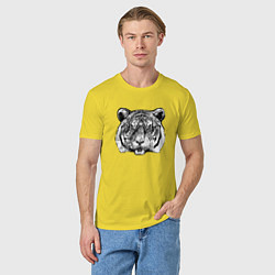 Футболка хлопковая мужская Тигр голова, цвет: желтый — фото 2