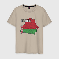 Футболка хлопковая мужская Belarus Map, цвет: миндальный