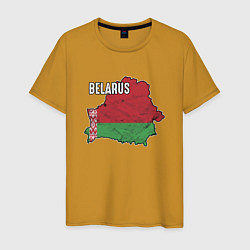 Футболка хлопковая мужская Belarus Map, цвет: горчичный