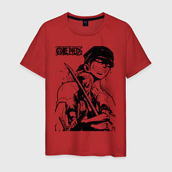 Футболка хлопковая мужская Ророноа Зоро One Piece, цвет: красный