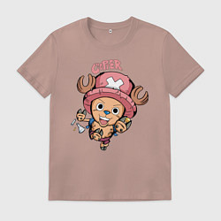 Футболка хлопковая мужская Тони Тони Чоппер One Piece, цвет: пыльно-розовый