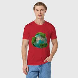 Футболка хлопковая мужская Чистая планета, цвет: красный — фото 2