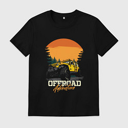 Футболка хлопковая мужская Приключение на внедорожнике, цвет: черный