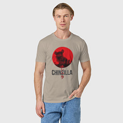 Футболка хлопковая мужская Chinzilla black, цвет: миндальный — фото 2