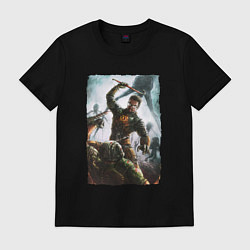 Футболка хлопковая мужская Doomguy VS Freeman, цвет: черный