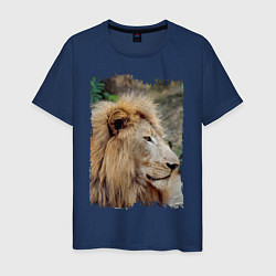 Футболка хлопковая мужская Лев царь зверей, цвет: тёмно-синий