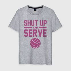 Футболка хлопковая мужская Shut Up And Serve, цвет: меланж