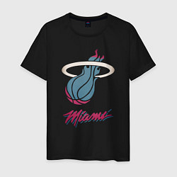 Футболка хлопковая мужская Miami Heat, цвет: черный
