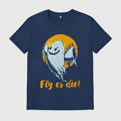 Футболка хлопковая мужская Fly or die!, цвет: тёмно-синий