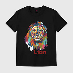 Футболка хлопковая мужская Lion, цвет: черный