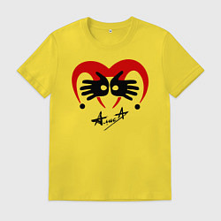 Футболка хлопковая мужская Черная метка - Алиса, цвет: желтый
