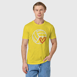 Футболка хлопковая мужская Love Volleyball, цвет: желтый — фото 2