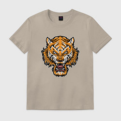 Футболка хлопковая мужская Cool Tiger, цвет: миндальный