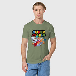 Футболка хлопковая мужская Super Mario убойная компания, цвет: авокадо — фото 2