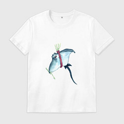 Футболка хлопковая мужская Электрический скат с молниями, цвет: белый