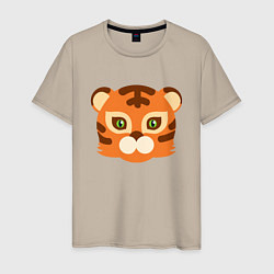 Футболка хлопковая мужская Cute Tiger, цвет: миндальный
