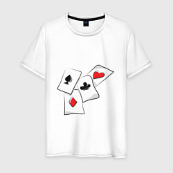 Футболка хлопковая мужская Покерные карты, цвет: белый