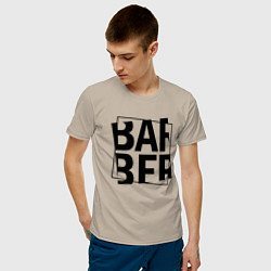 Футболка хлопковая мужская Барбер черный цвета миндальный — фото 2