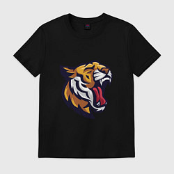 Футболка хлопковая мужская Roar - Tiger, цвет: черный