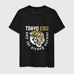 Футболка хлопковая мужская Tiger - Japan, цвет: черный