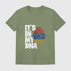 Футболка хлопковая мужская ДНК - Армения, цвет: авокадо