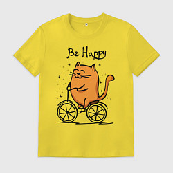 Мужская футболка Кот велосипедист