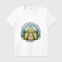 Футболка хлопковая мужская Палаточный отдых, цвет: белый