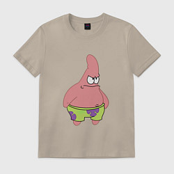 Футболка хлопковая мужская Evil patrick, злой патрик, цвет: миндальный