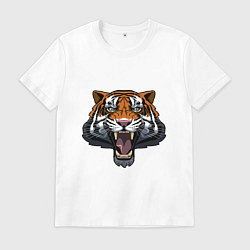 Футболка хлопковая мужская Scary Tiger, цвет: белый