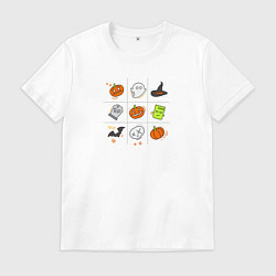 Футболка хлопковая мужская Крестики-нолики в Halloween, цвет: белый