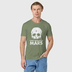 Футболка хлопковая мужская 30 Seconds to Mars белый череп, цвет: авокадо — фото 2