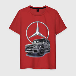 Футболка хлопковая мужская Mercedes Gelendwagen G63 AMG G-class G400d, цвет: красный