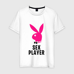 Футболка хлопковая мужская СЕКС ИГРОК PLAYBOY, цвет: белый