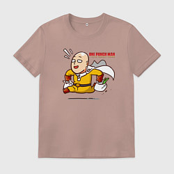 Мужская футболка Счастливый Сайтама с пакетами продуктов One Punch-